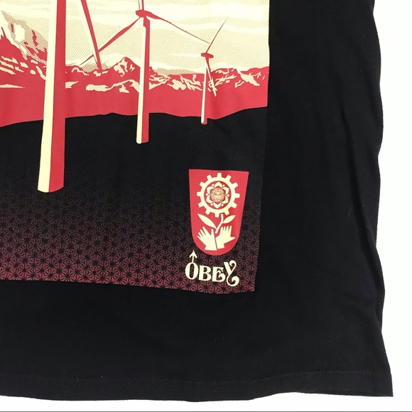 Vintage OBEY CLEAN ENERGY Windpower Screen Print T-Shirt - Shepard Fairey - Picture 3 of 4
